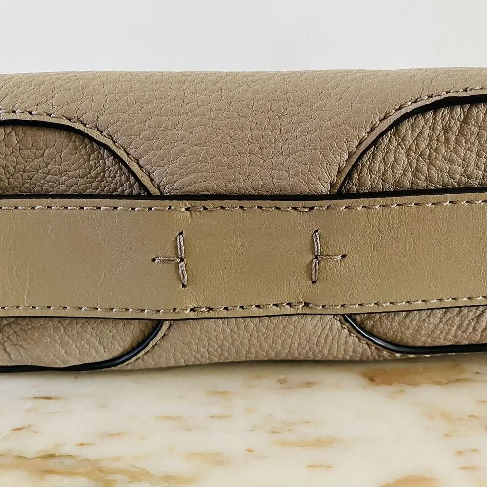 TORY BURCH Solid Tan Soft Leather Shoulder Bag